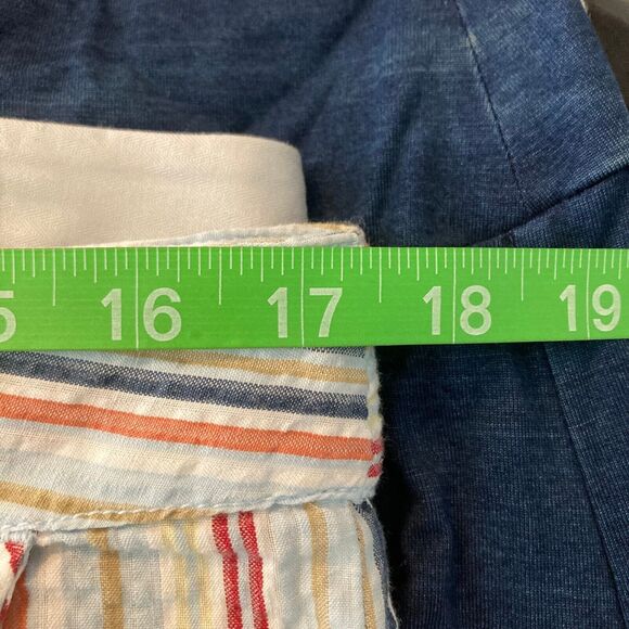 Aventura Skirt Sz 8 Womens Blue Orange Striped Organic Cotton Pocket Mini - Picture 9 of 10